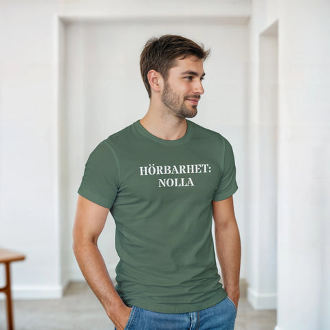 Rolig t-shirt med referens till Repmånad och texten Hörbarhet Nolla