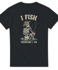 I Fish Therefore I Am t-shirt med skelett som fiskar 