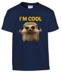 marinblå barn-t-shirt med igelkott i solglasögon och texten I’m Cool