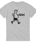 Ironisk t-shirt med tjock man och texten "Atlet"