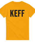 T-shirt med svart texten "KEFF" i stora blockbokstäver