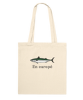 tygkasse med motiv av makrill som firar GAIS i Europa och texten en europé i humoristisk stil