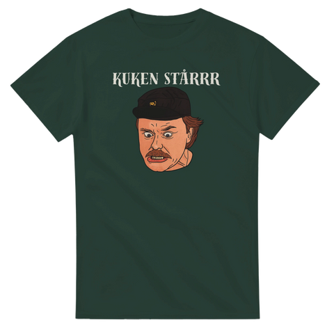 Rolig t-shirt med karikatyr av Eddie Meduza och texten “Kuken Stärrr”