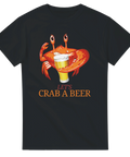 T-shirt med krabba och öl och texten Let's crab a beer