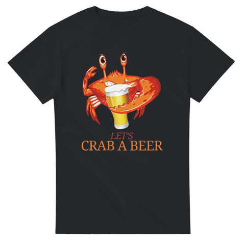 T-shirt med krabba och öl och texten Let's crab a beer