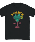 Svart t-shirt med färgglad retrodesign: ett margaritaglas i neonstil och texten “Margarita Club Since ’89” – perfekt för drinkälskare och festhumör