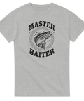 Master Baiter t-shirt med fiskmotiv och text – grå