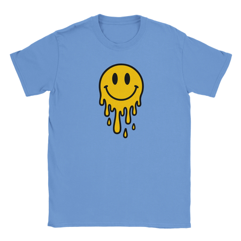 T-shirt med konstnärlig smält smiley – trendigt streetwearmotiv med lekfull och urban känsla.