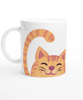 Mugg med söt orange katt med ränder som ler - En kaffekopp för alla med katt
