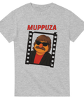 Rolig t-shirt med Muppuza-motiv, Eddie Meduza som en mupp i solglasögon och kostym i parodi på rocklegenden. 