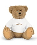 Nallebjörn med en vit t-shirt med texten nalle