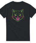 Neon Cat t-shirt med arg katt i neonstil – svart