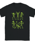T-shirt med sex dansande skelett i neonstil