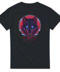 Neon Wolf t-shirt med glödande varg i neonstil – svart