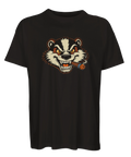 Svart oversized t-shirt med Billy Badger – arg grävling som röker cigarr