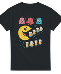 Svart t-shirt med Pacman-liknande figur som jagar ölsejdlar och rädda spöken, texten ”Packad Man”.