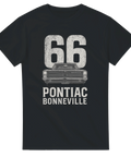 T-shirt med motiv av en Pontiac Bonneville 1966 och stor siffra 66, perfekt för raggare och USA-bilsfantaster