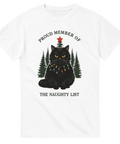 Proud Member of the Naughty List t-shirt – rolig jultröja med kattmotiv och humor