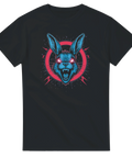 Psycho Bunny t-shirt med galen kanin i neonstil – svart