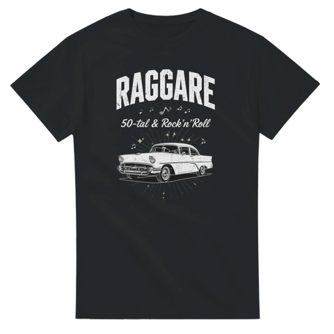 Raggare t-shirt med retro 50-talsbil och rock’n’roll-tryck