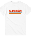 Vit t-shirt med retrotryck RAGGARJÄVEL. För dig som älskar bilar, EPA och klassisk raggarkultur.