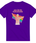 T-shirt för pride och hbtq med tryck och regnbågsflagga och sexuell text