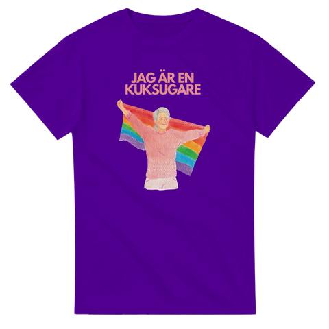 T-shirt för pride och hbtq med tryck och regnbågsflagga och sexuell text