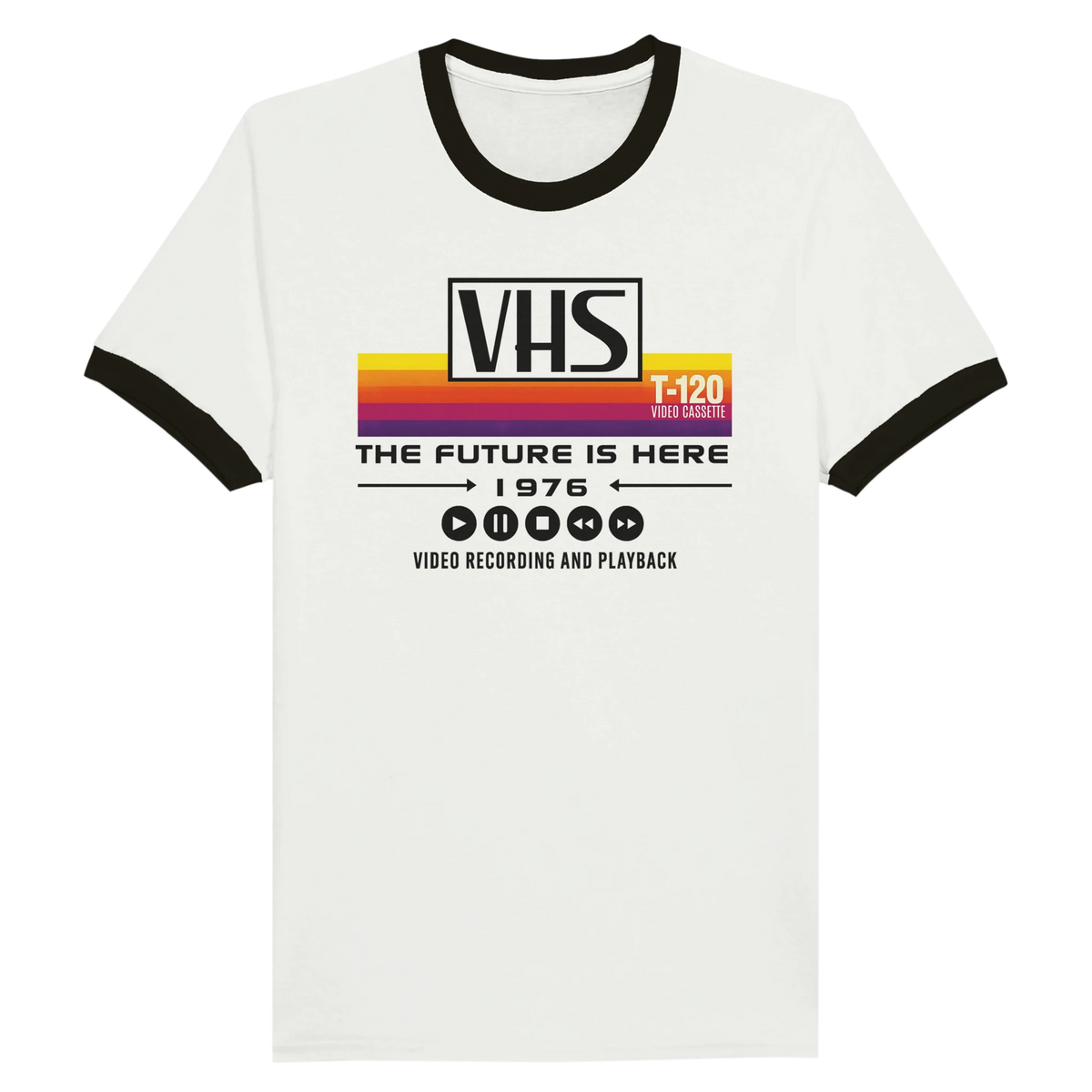 VHS (1976) Retro Ringer T-Shirt - The Future Is Here – Shirty