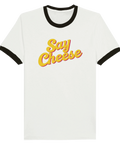 ringer t-shirt med say cheese tryck