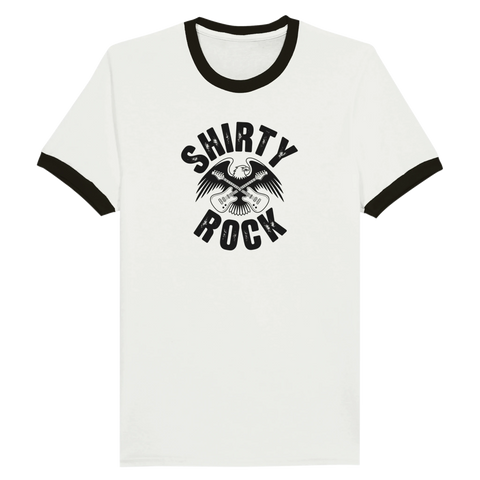 Retro ringer T-shirt med Shirty Rock-tryck
