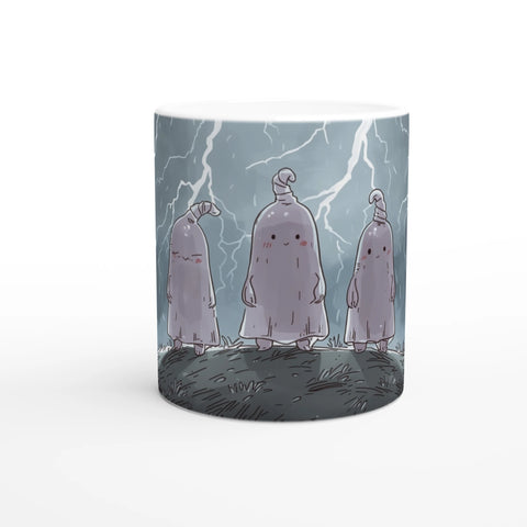 Rolig kaffemugg med motiv av ”Kukifnatterna”, unik humoristisk illustration