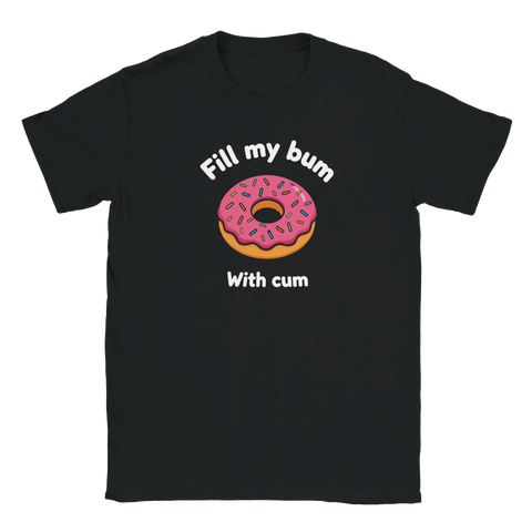 T-shirt med donut och texten Fill my bum