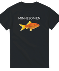 svart t-shirt med guldfisk och texten minne som en