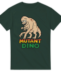 Mörkgrön t-shirt med tecknad mutantdinosaurie och texten "Mutant Dino"