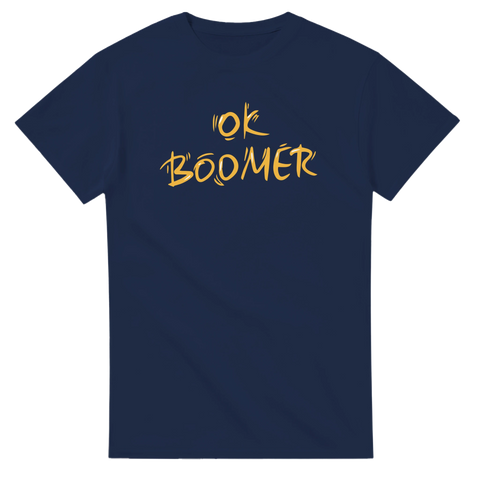 rolig t-shirt med texten ok boomer i ironisk stil