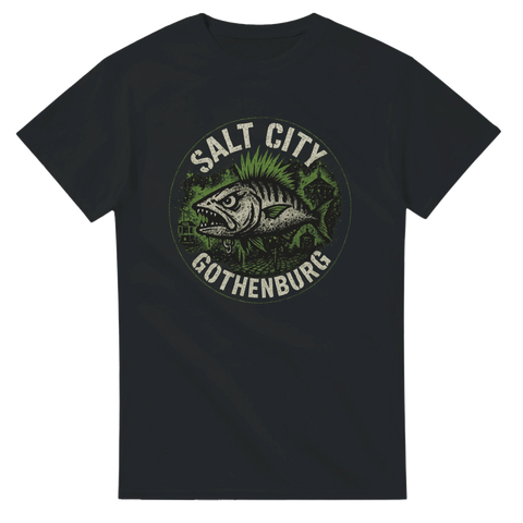 Salt City Gothenburg t-shirt med makrill i badge-design
