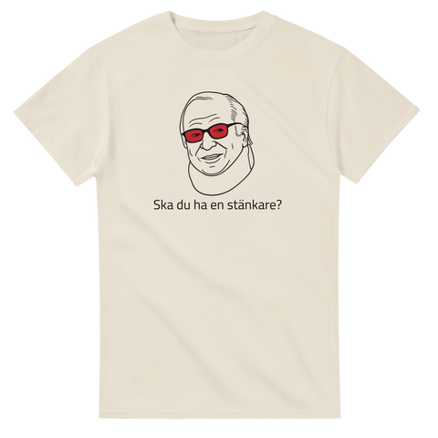 Ska du ha en stänkare t-shirt med tecknade grannen i Beck och rödglasögon 