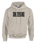 Beige hoodie med svart text "SKITFISKE" i versaler
