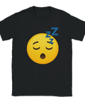 T-shirt med sleepy emoji – gul gäspande emoji med blå Z