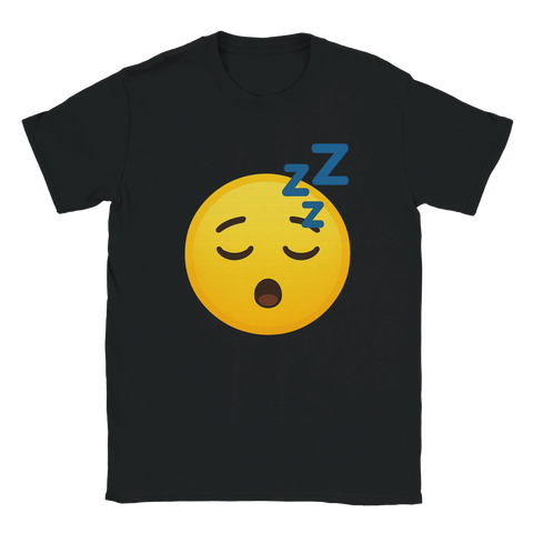 T-shirt med sleepy emoji – gul gäspande emoji med blå Z