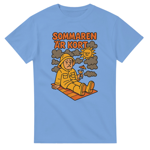 Sommaren är kort, blå t-shirt. Shirty.se