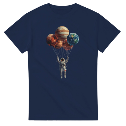 Space Balloons t-shirt med astronaut och planeter – marinblå