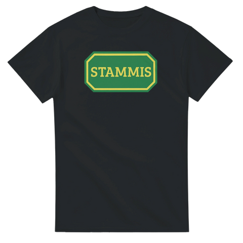 Parodi på Systembolagets logga med texten Stammis. 