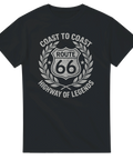 Svart t-shirt med route 66 skylt och texten coast to cast highway of legends