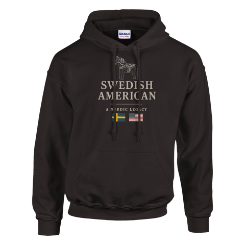 Swedish American hoodie with Dala horse and Swedish and American flags