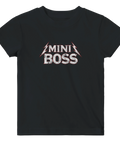 Svart baby t-shirt med rockigt Mini Boss tryck i sliten vit vintage-stil