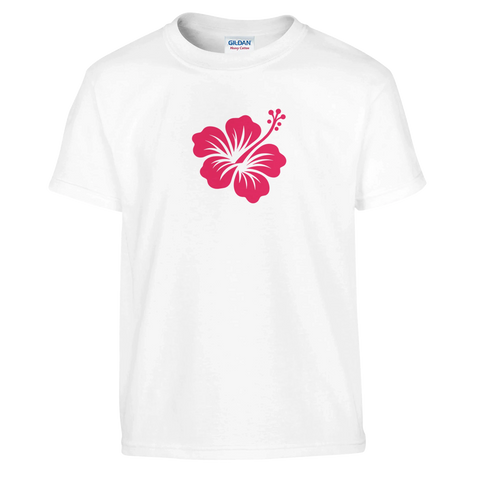 Vit t-shirt för barn med rosa hawaii flower