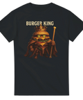 T-shirt med tecknad hamburgare i mantel och krona, med texten "BURGER KING"