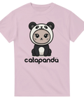 Rosa t-shirt med en tecknad katt i pandaoverall och texten "catapanda".