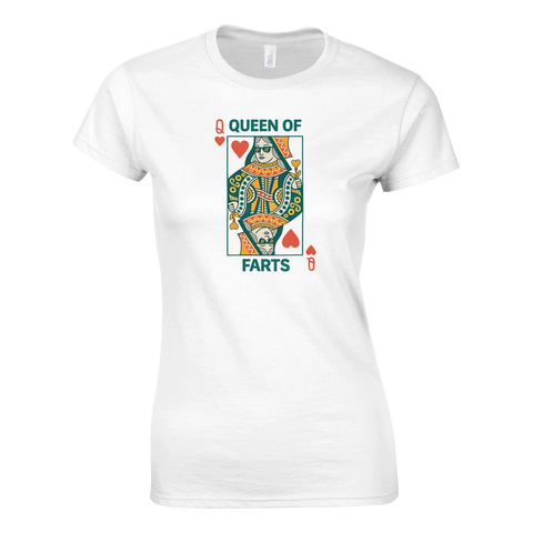 Rolig dam t-shirt med hjärter dam i form av Queen of Farts